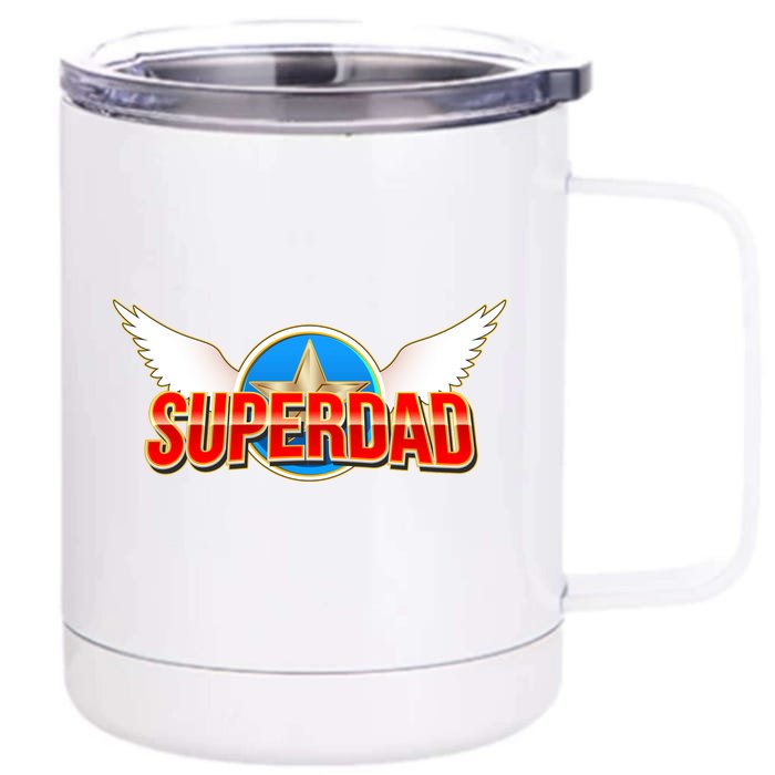 Super Dad Superhero Winged Badge Emblem Front & Back 12oz Stainless Steel Tumbler Cup