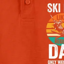 Skier Daddy Ski Dad Like A Regular Dad Only Way Cooler Funny Gift Dry Zone Grid Performance Polo