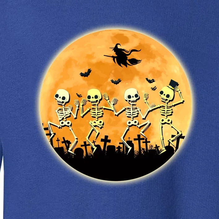 Spooky Dancing Skeleton In A Graveyard Witch Moon Halloween Gift Toddler Sweatshirt