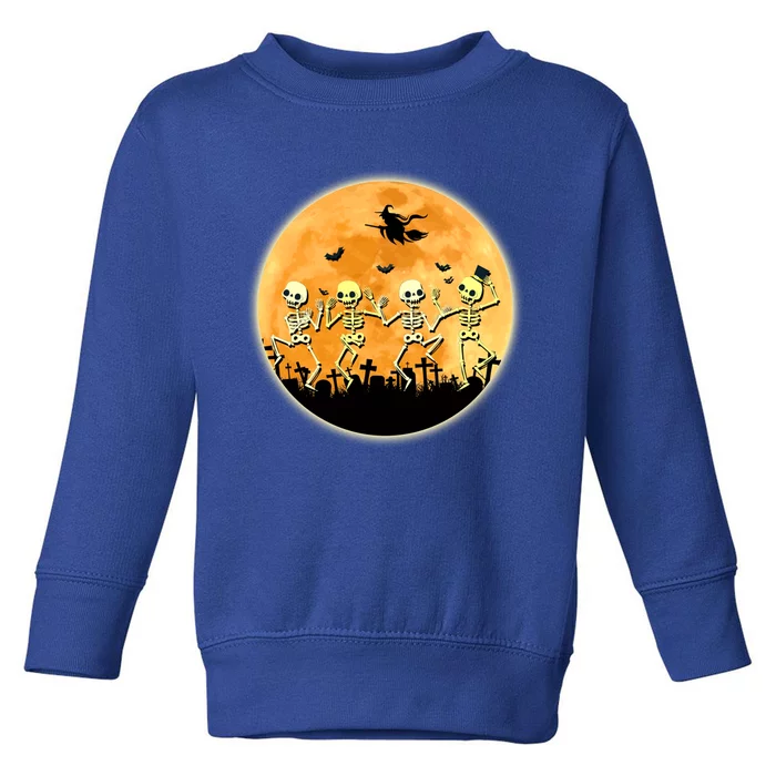 Spooky Dancing Skeleton In A Graveyard Witch Moon Halloween Gift Toddler Sweatshirt