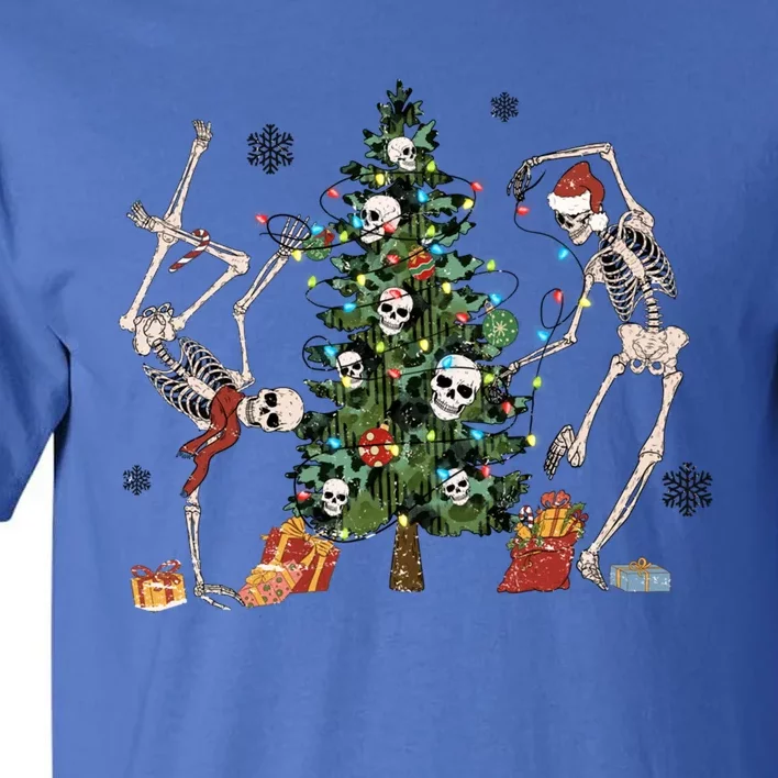 Skeletons Dancing Skull Xmas Tree Lights Dancer Christmas Funny Gift Tall T-Shirt