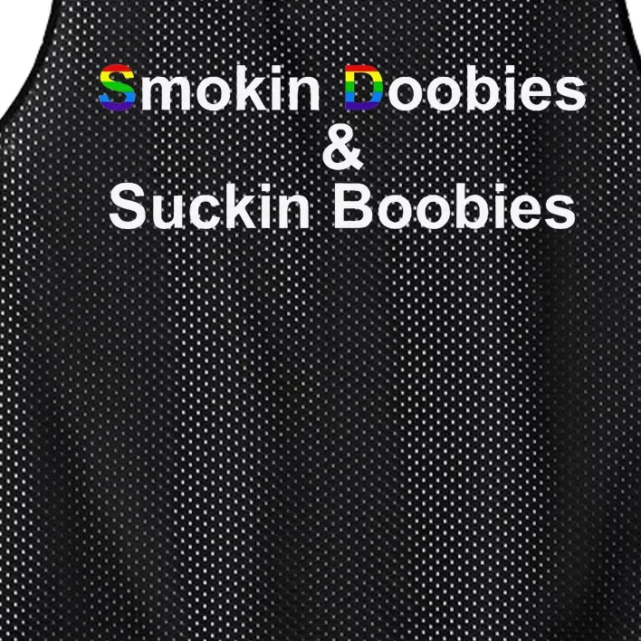 Smokin Doobies & Suckin Boobies LGBT Quote Mesh Reversible Basketball Jersey Tank