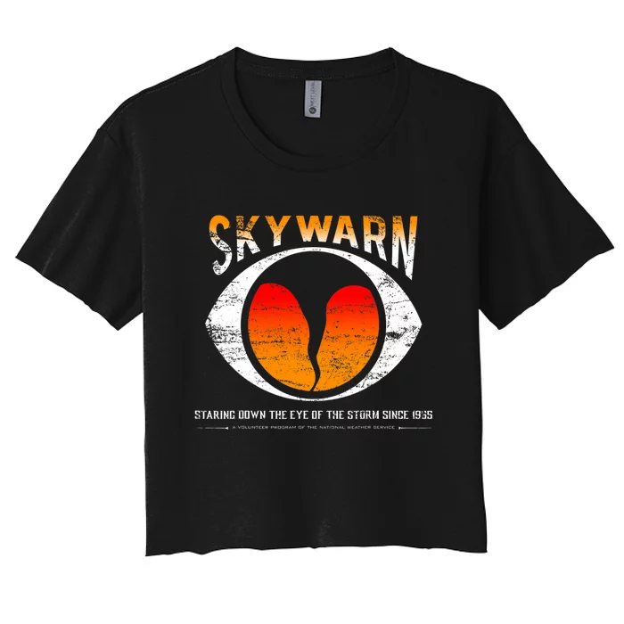 Skywarn Distressed Women's Crop Top Tee