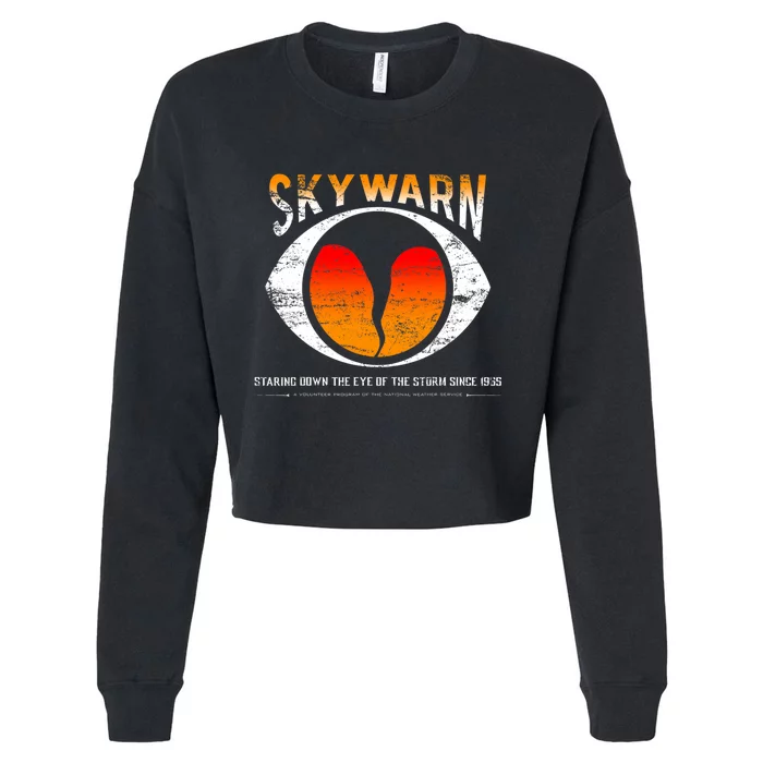 Skywarn Distressed Cropped Pullover Crew