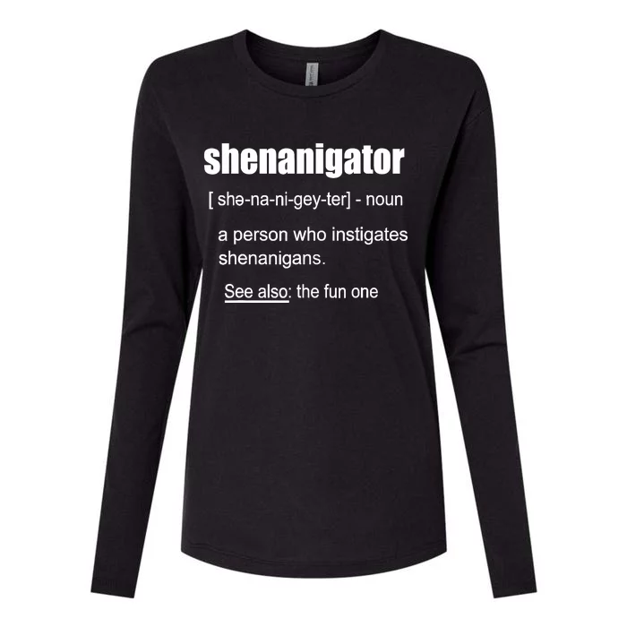 Shenanigator Definition Saint Patrick Day Womens Cotton Relaxed Long Sleeve T-Shirt