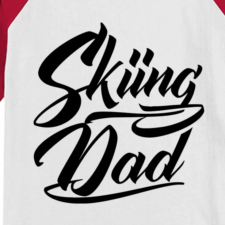 Skiing Dad Ski Skier Father Cute Gift Kids Colorblock Raglan Jersey