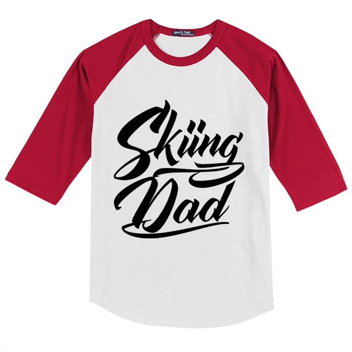 Skiing Dad Ski Skier Father Cute Gift Kids Colorblock Raglan Jersey