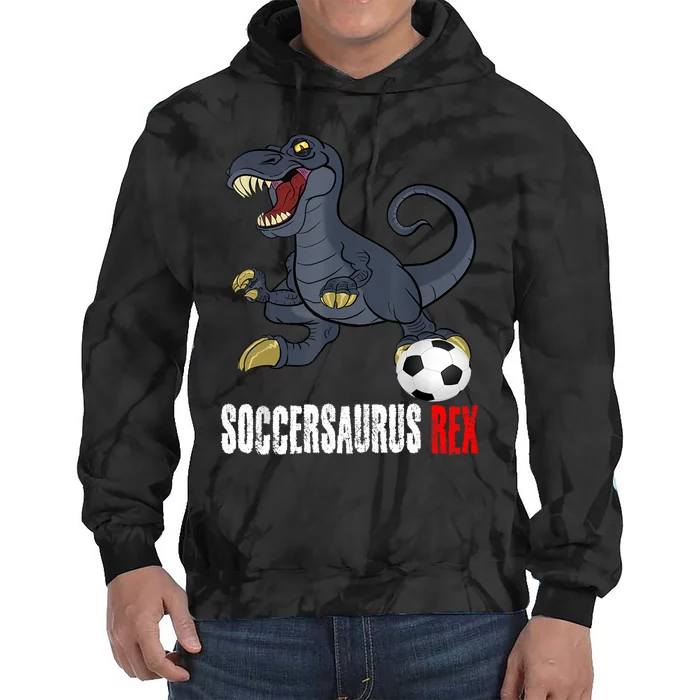 Soccer Dinosaur Soccersaurus For Boy And Girl Tie Dye Hoodie