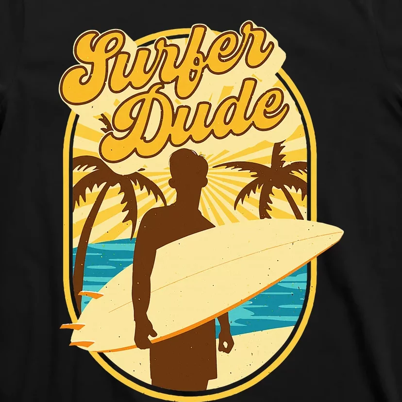 Surfer Dude Surfing Surfboarding Lover Sunset Beach Waves T-Shirt