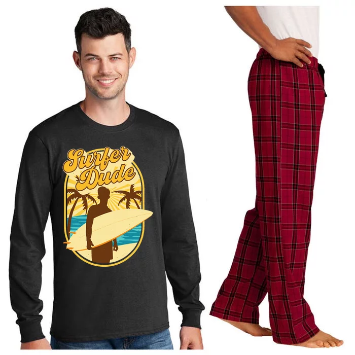 Surfer Dude Surfing Surfboarding Lover Sunset Beach Waves Long Sleeve Pajama Set