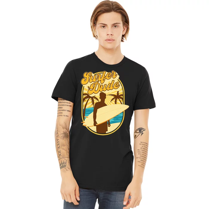 Surfer Dude Surfing Surfboarding Lover Sunset Beach Waves Premium T-Shirt