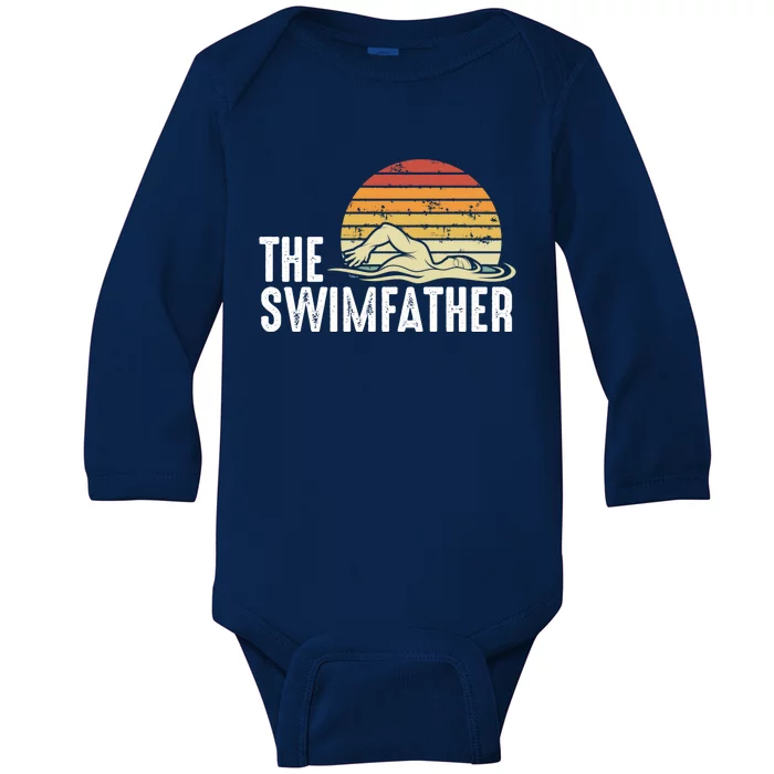 Swimming Dad – Swimming Pool Lover Swimmer Sport Daddy Gift Baby Long Sleeve Bodysuit