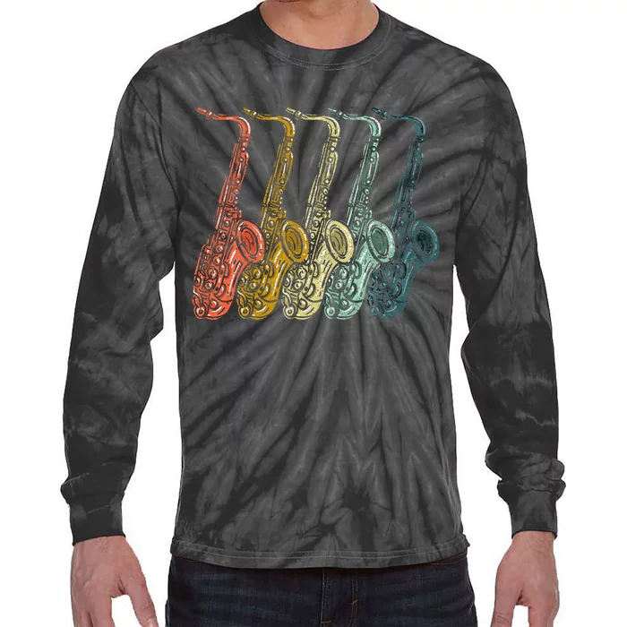 Saxophone Design Sax Lover Saxophonist Tie-Dye Long Sleeve Shirt