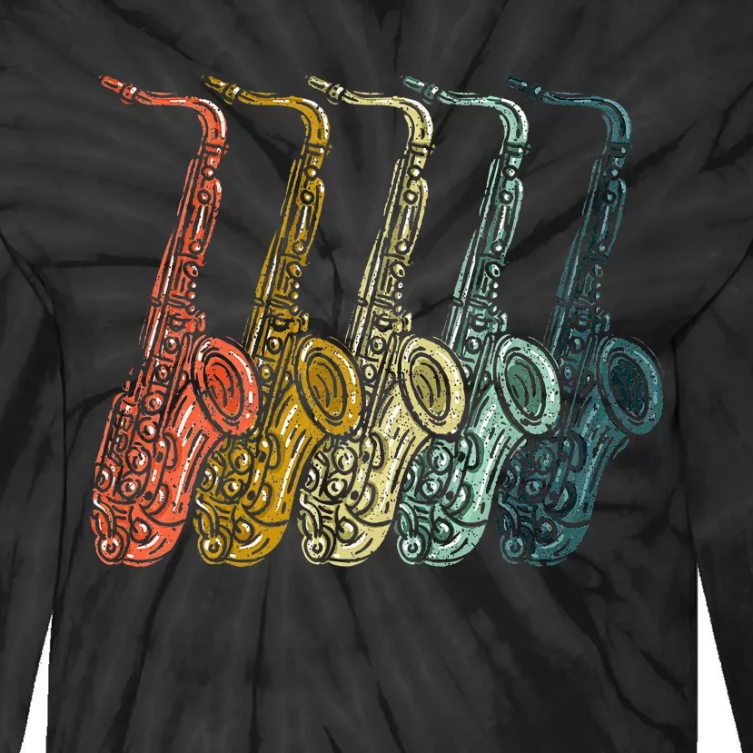 Saxophone Design Sax Lover Saxophonist Tie-Dye Long Sleeve Shirt