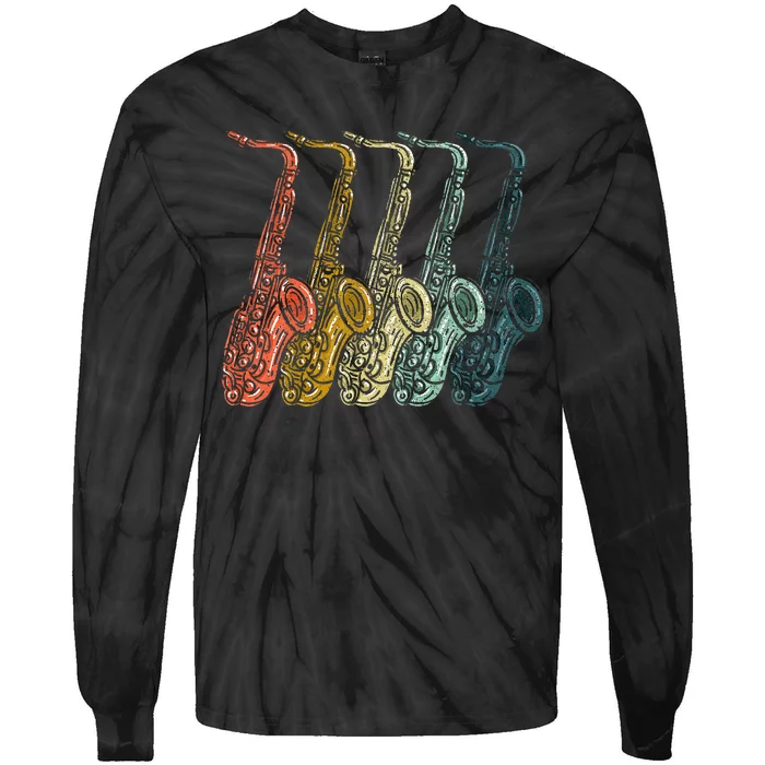 Saxophone Design Sax Lover Saxophonist Tie-Dye Long Sleeve Shirt