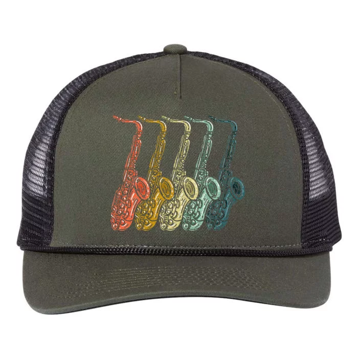 Saxophone Design Sax Lover Saxophonist Retro Rope Trucker Hat Cap