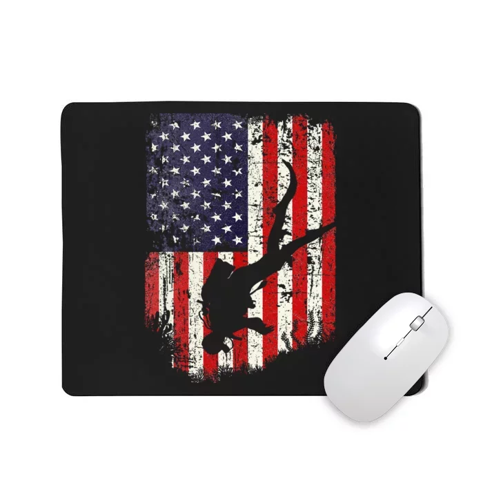 Scuba Diver Scuba Diving American Flag Mousepad