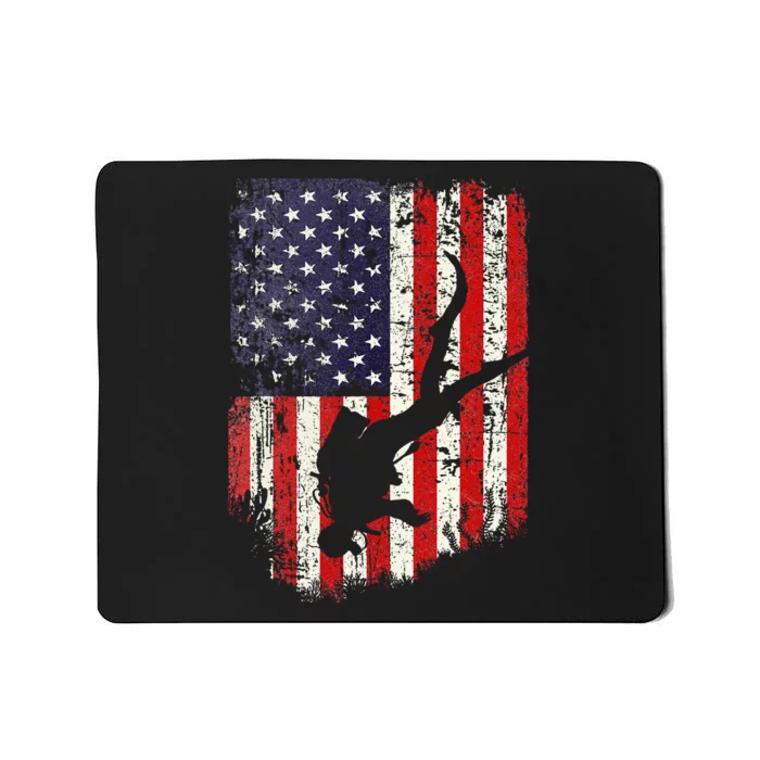 Scuba Diver Scuba Diving American Flag Mousepad