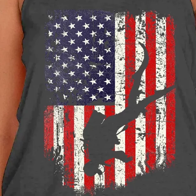 Scuba Diver Scuba Diving American Flag Women's Knotted Racerback Tank