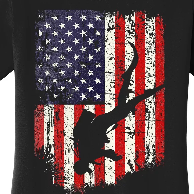 Scuba Diver Scuba Diving American Flag Women's T-Shirt