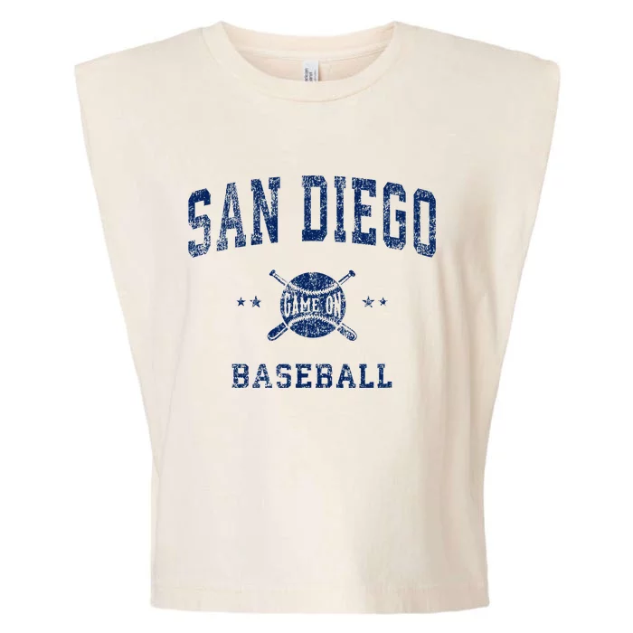 San Diego Sd Vintage Baseball Throwback Garment-Dyed Women's Muscle Tee