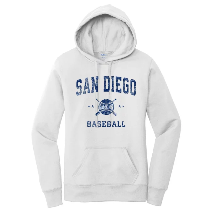 San Diego Sd Vintage Baseball Throwback Women's Pullover Hoodie