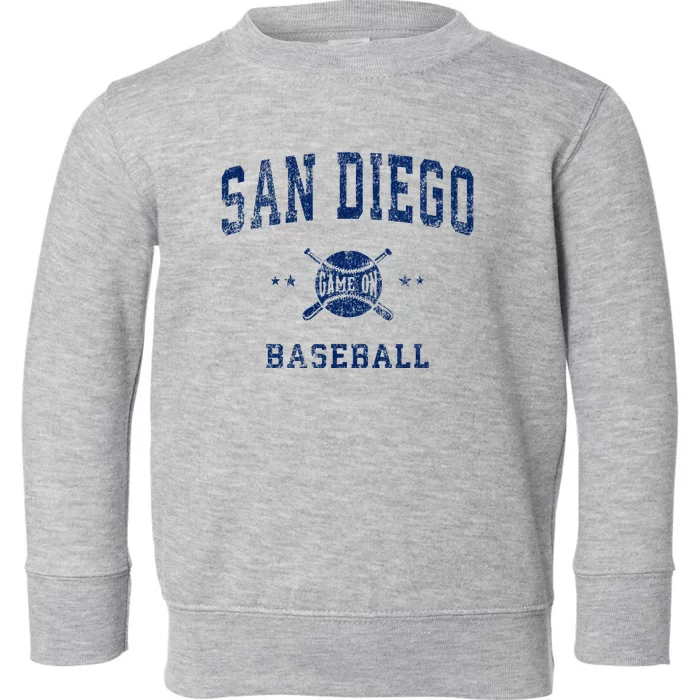 San Diego SD Vintage Baseball Throwback Retro Design Toddler Sweatshirt