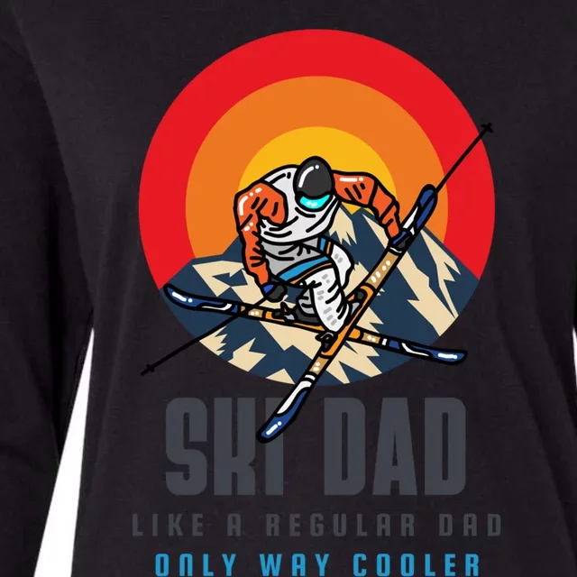 Skiing Dad Skier Winter Sports Ski Lover Funny Ski Dad Funny Gift Womens Cotton Relaxed Long Sleeve T-Shirt