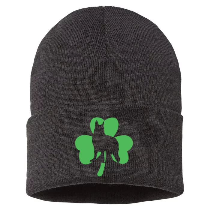 Shamrock Dog St Patricks Day Sustainable Knit Beanie