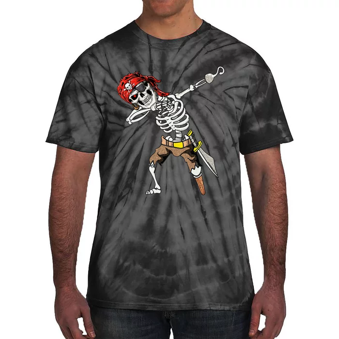 Spooky Dabbing Skeleton Pirate Halloween Costume Tie-Dye T-Shirt