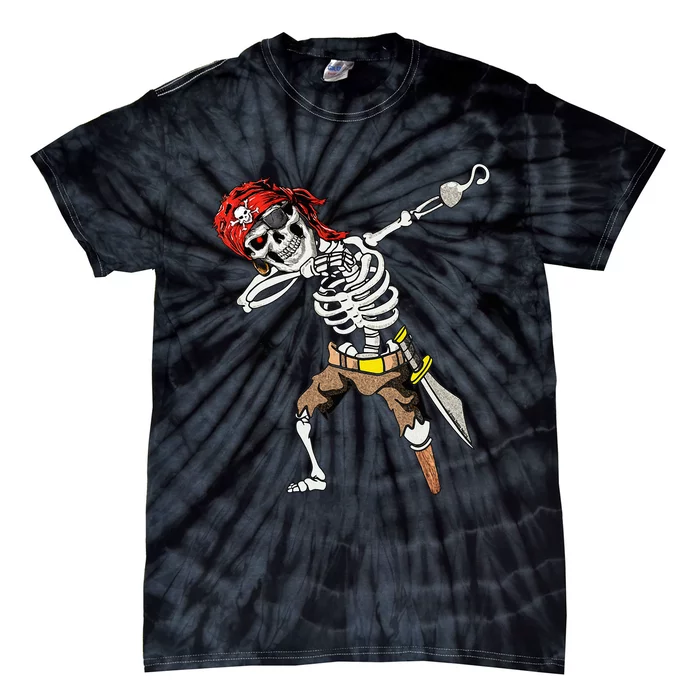 Spooky Dabbing Skeleton Pirate Halloween Costume Tie-Dye T-Shirt