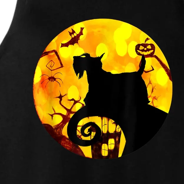 Scottie Dog Scary And Moon Funny Halloween Adults Costumes Ladies Tri-Blend Wicking Tank