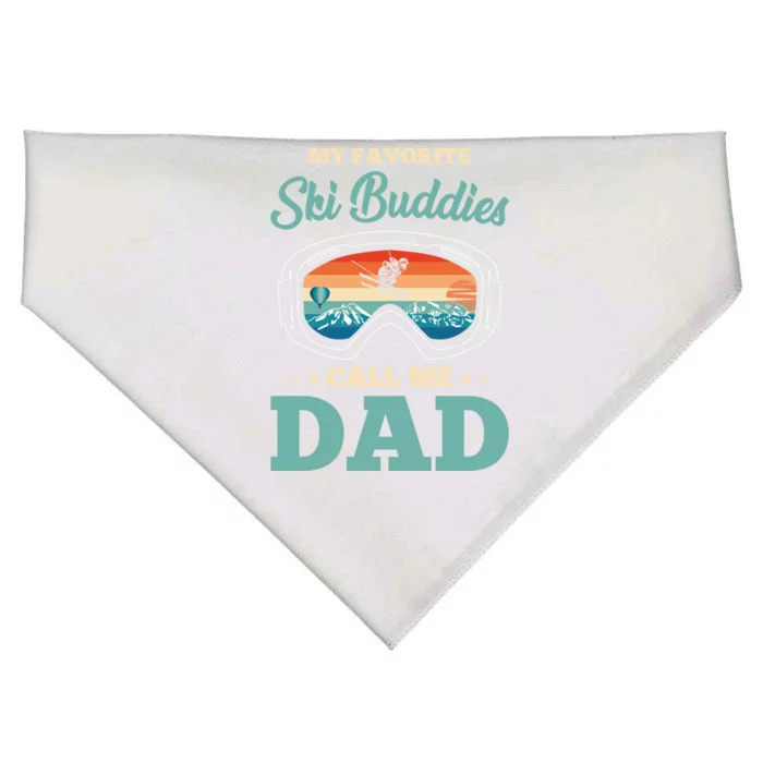 Skier Dad Ski Dad Ski My Favorite Ski Buddies Call Me Dad Cool Gift USA-Made Doggie Bandana