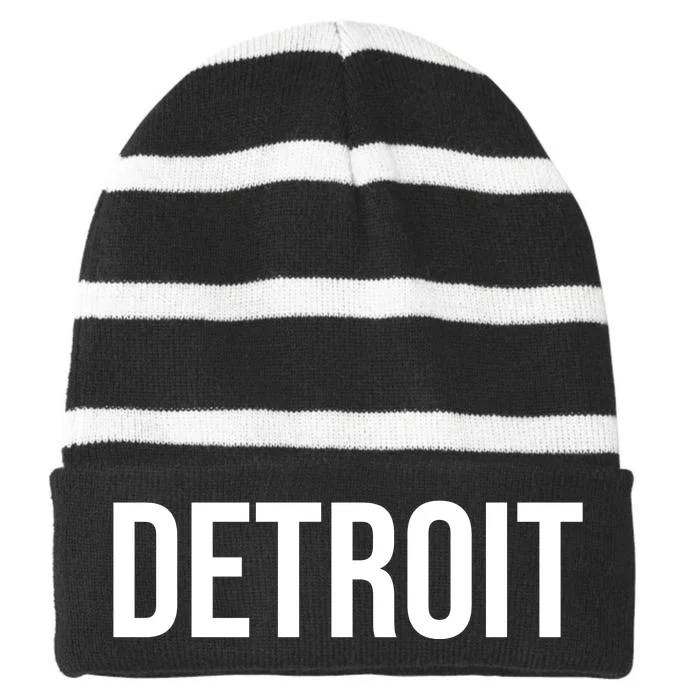 Simple Detroit Striped Beanie with Solid Band