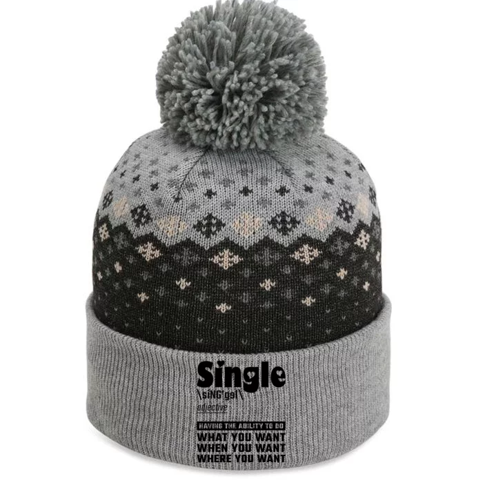 Single Definition Singles Awareness Day Gift The Baniff Cuffed Pom Beanie