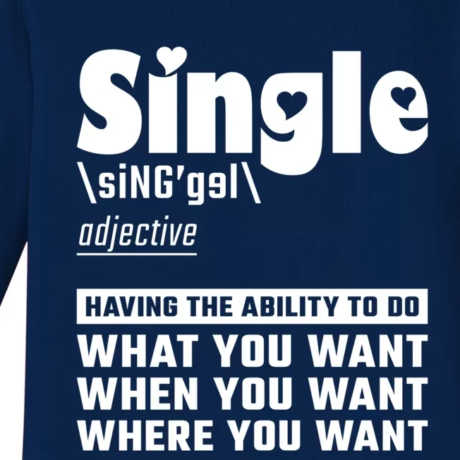 Single Definition Singles Awareness Day Gift Baby Long Sleeve Bodysuit