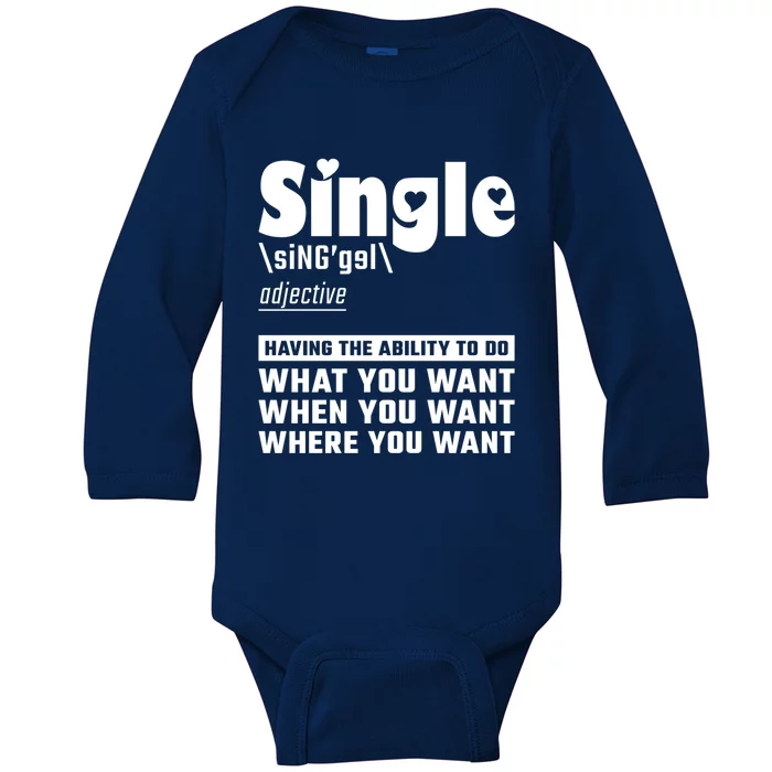 Single Definition Singles Awareness Day Gift Baby Long Sleeve Bodysuit