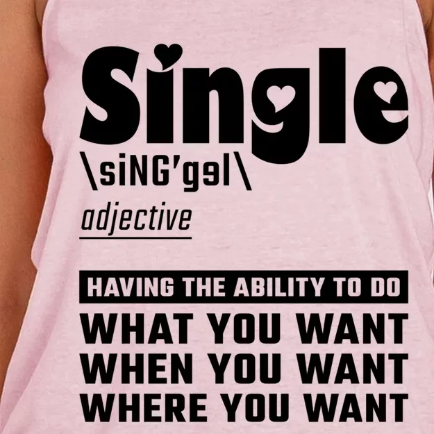 Single Definition Singles Awareness Day Gift Women's Knotted Racerback Tank