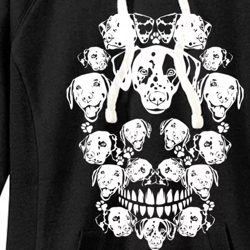 Skull Dalmatian Skeleton Halloween Costume Scary Gift Women's Fleece Hoodie