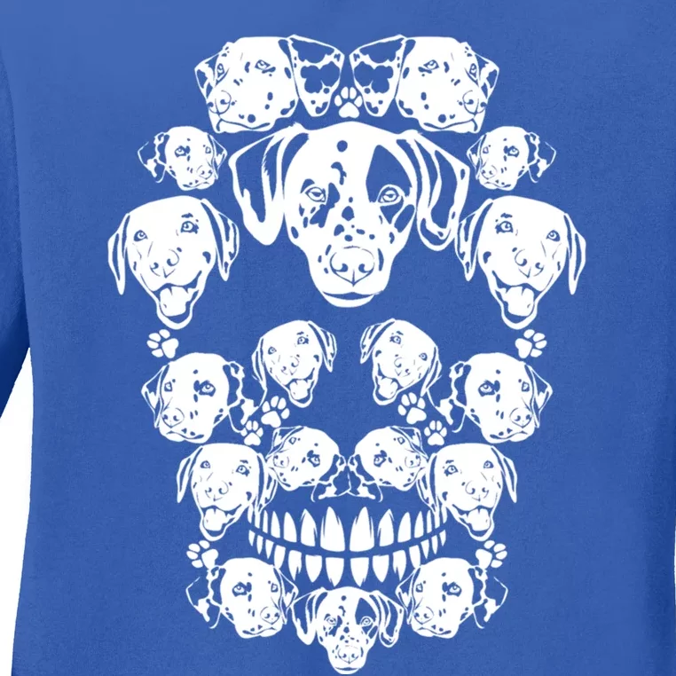 Skull Dalmatian Skeleton Halloween Costume Scary Gift Ladies Long Sleeve Shirt