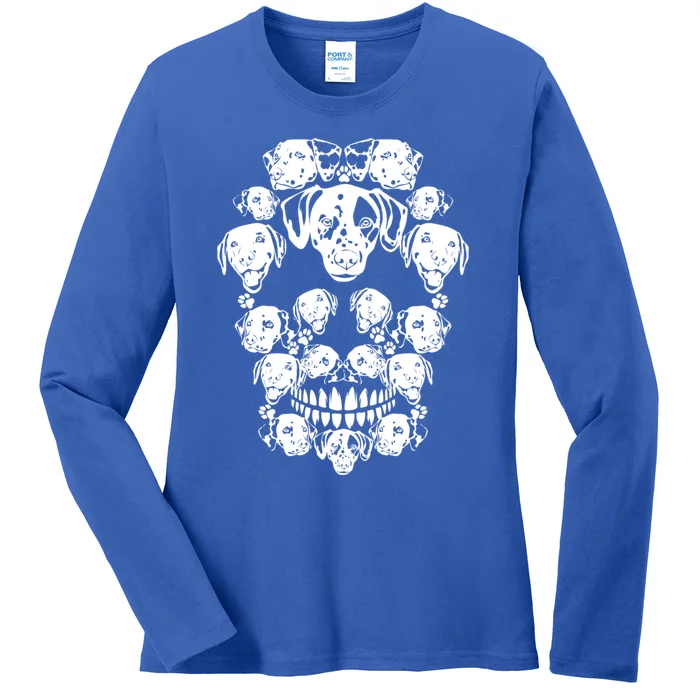 Skull Dalmatian Skeleton Halloween Costume Scary Gift Ladies Long Sleeve Shirt