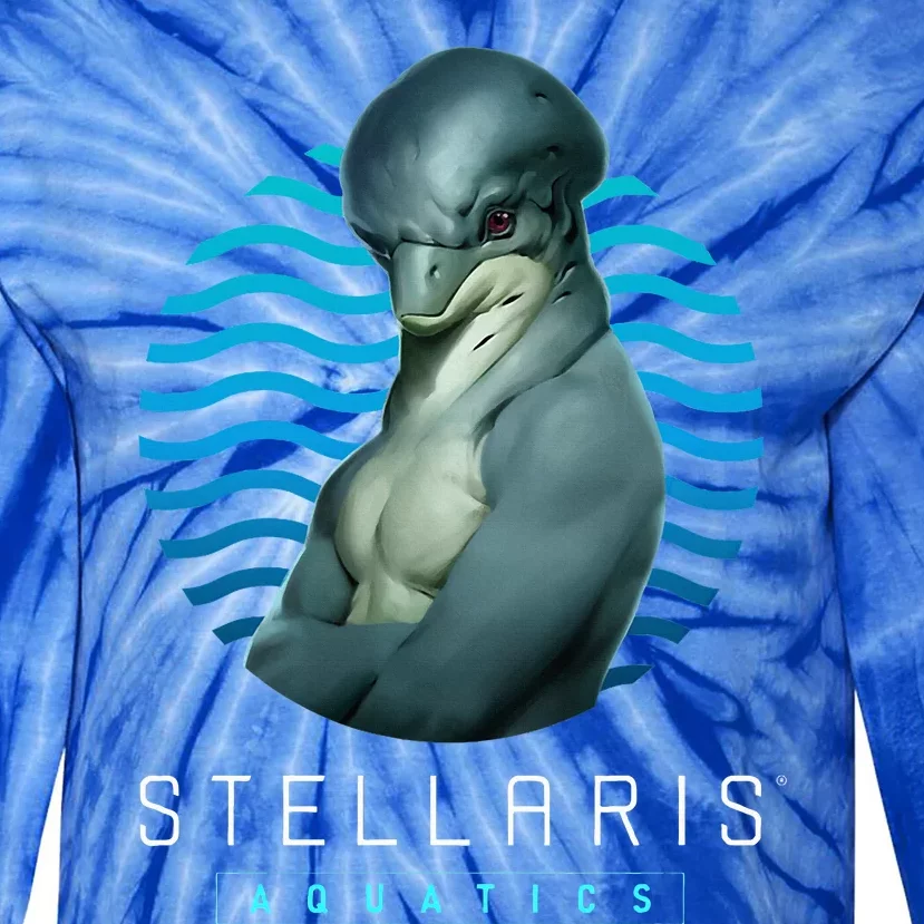 Stellaris Dolph Scifi Strategy Game Dolphin Tie-Dye Long Sleeve Shirt