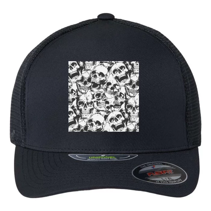 Spooky Deadly Skulls Flexfit Unipanel Trucker Cap