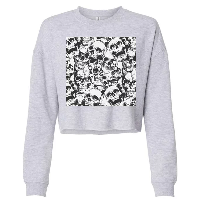 Spooky Deadly Skulls Cropped Pullover Crew