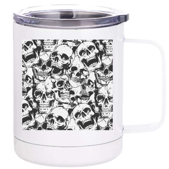 Spooky Deadly Skulls Front & Back 12oz Stainless Steel Tumbler Cup