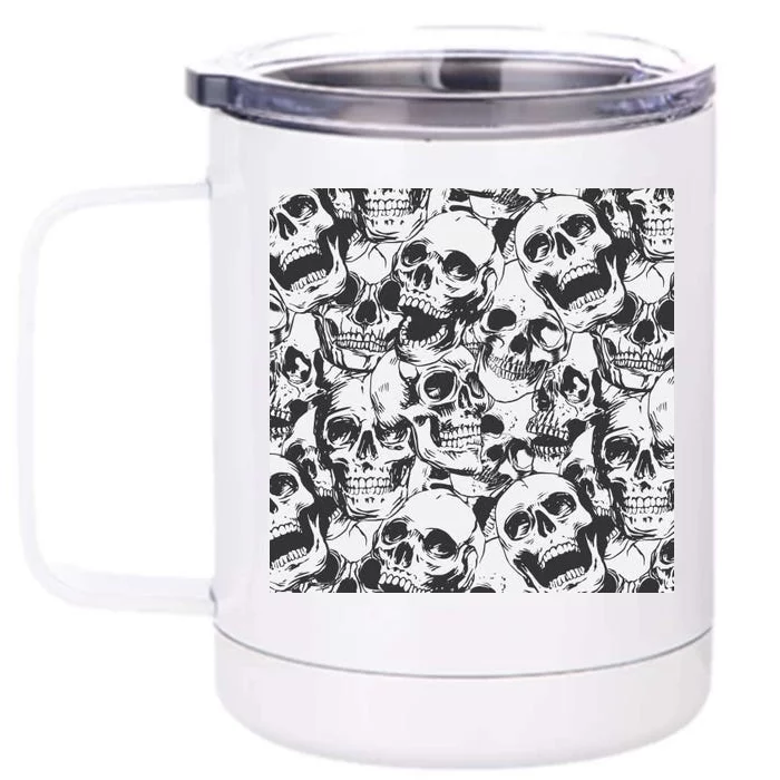 Spooky Deadly Skulls Front & Back 12oz Stainless Steel Tumbler Cup