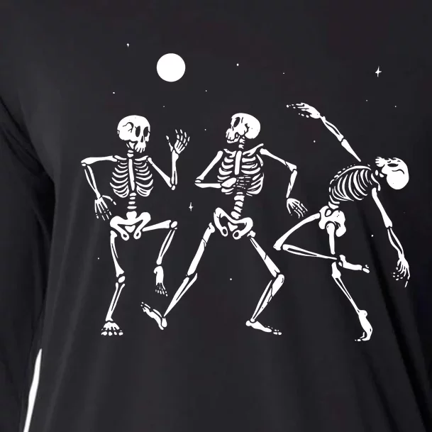 Spooky Dancing Skeletons Halloween Costume Music Adult Cooling Performance Long Sleeve Crew