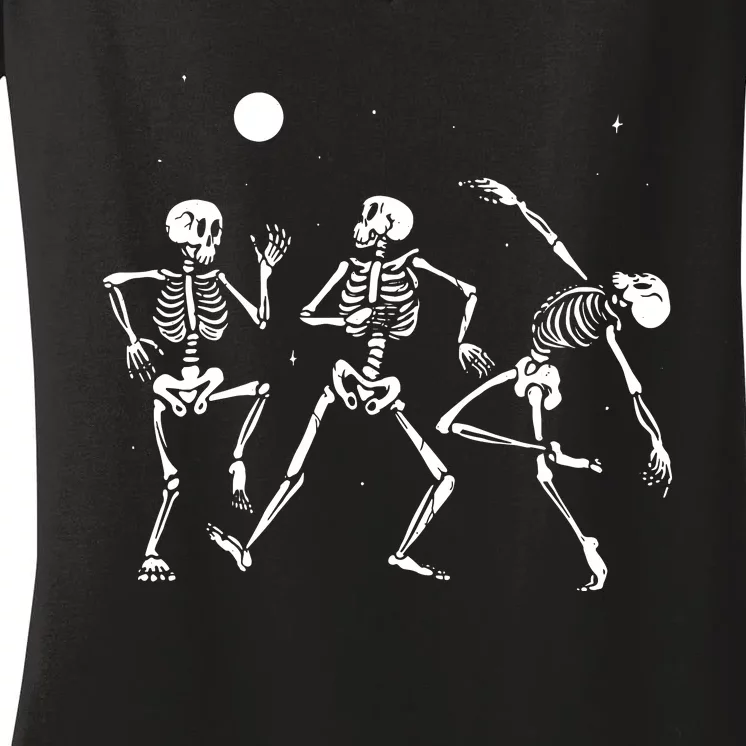 Spooky Dancing Skeletons Halloween Costume Music Adult Women's V-Neck T-Shirt