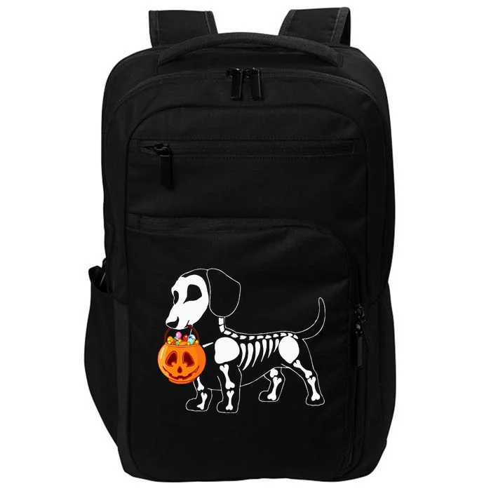 Spooky Dachshund Skeleton Pumpkin Decor Impact Tech Backpack