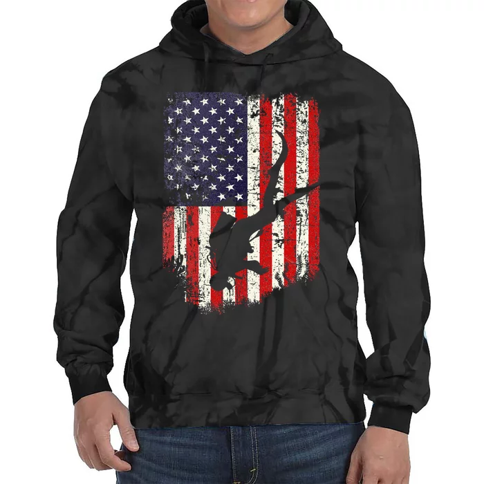 Scuba Diver Scuba Diving American Flag Tie Dye Hoodie